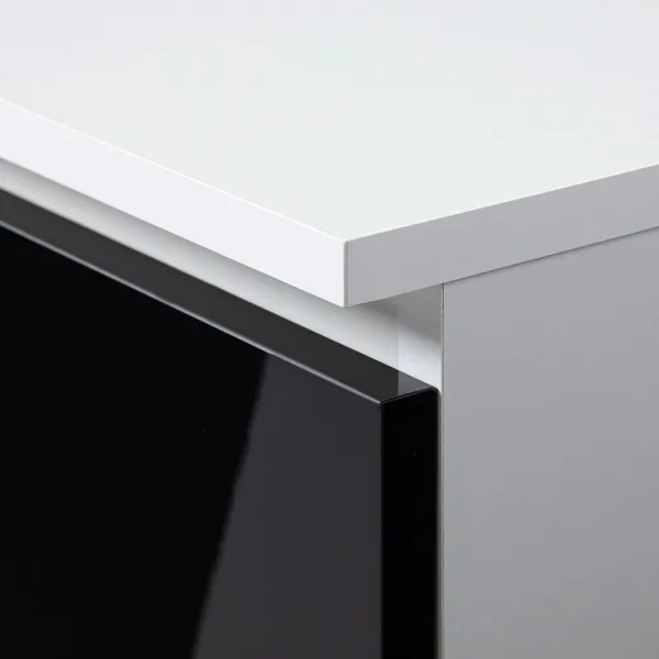 Ak furniture Nástavec na skriňu Star 90 cm biely/čierny lesk