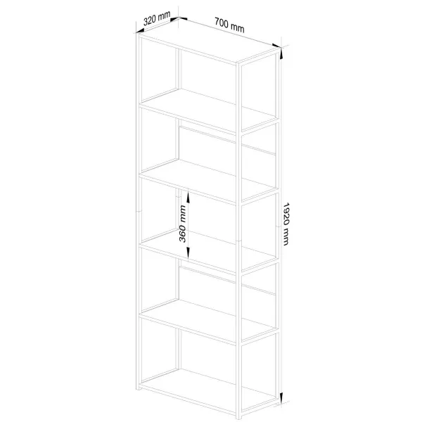 Ak furniture Regál LOFT 70 cm čierna/dub artisan