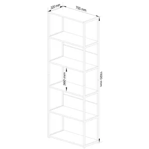 Ak furniture Regál LOFT 70 cm čierna/dub artisan