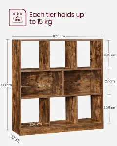 SONGMICS Regál 3 police retro dizajn 86 x94 cm hnedý