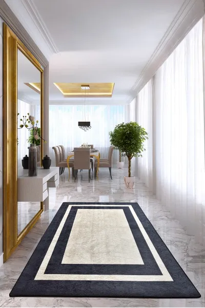 Conceptum Hypnose Koberec Black Frame 80x150 cm biely/ čierny