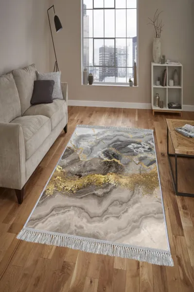 Conceptum Hypnose Koberec Marble 80x200 cm šedý/zlatý