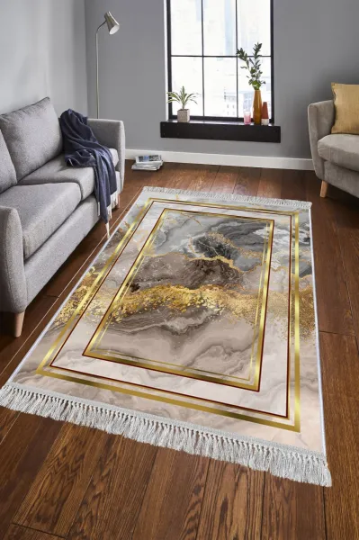 Conceptum Hypnose Koberec Marble Frame 80x200 cm sivý/zlatý