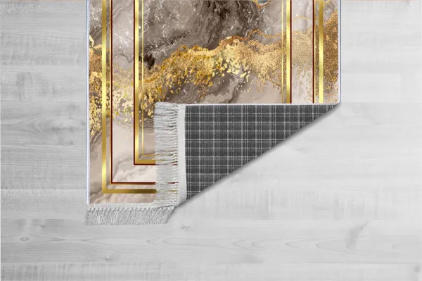Conceptum Hypnose Koberec Marble Frame 80x200 cm sivý/zlatý