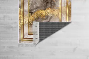 Conceptum Hypnose Koberec Marble Frame 80x200 cm sivý/zlatý