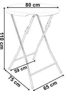 Skladací stolík GALA 80 cm čierny