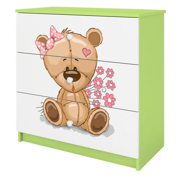 Kocot kids Komoda Babydreams 80 cm medvedík zelená