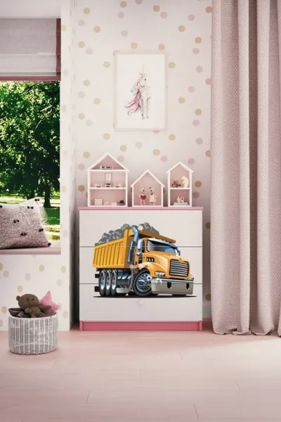 Kocot kids Komoda Babydreams 80 cm nákladiak ružová