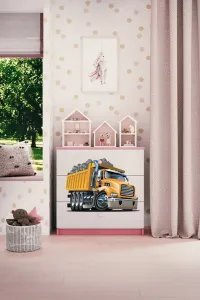 Kocot kids Komoda Babydreams 80 cm nákladiak ružová