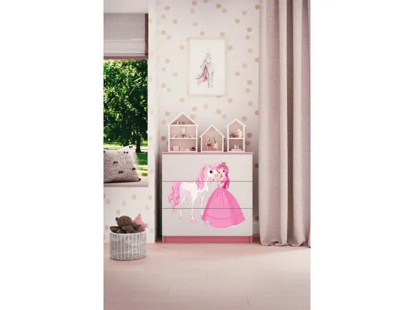 Kocot kids Komoda Babydreams 80 cm princezná a poník ružová