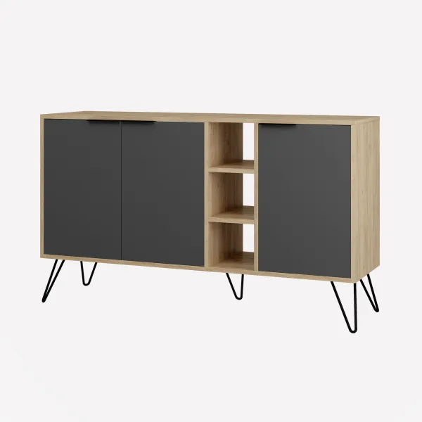 Komoda Houseland CLARA 142 cm dub prírodný/antracit