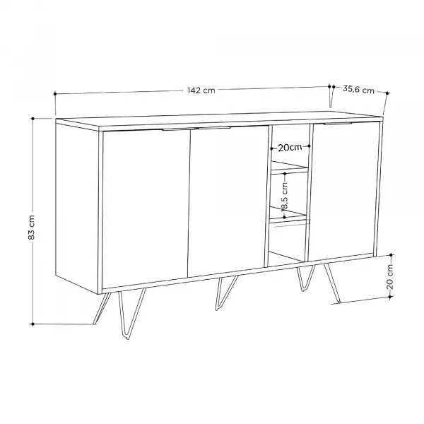 Komoda Houseland CLARA 142 cm dub prírodný