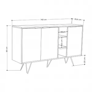 Komoda Houseland CLARA 142 cm dub prírodný