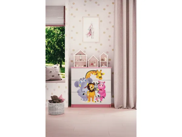 Kocot kids Komoda Babydreams 80 cm ZOO ružová