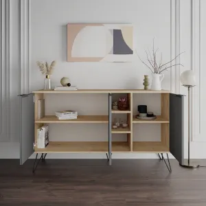 Komoda Houseland CLARA 142 cm dub prírodný/antracit