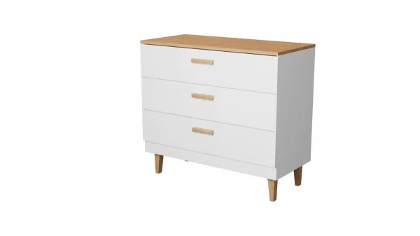 Kocot kids Komoda DENVER 100 cm biela/dub hickory