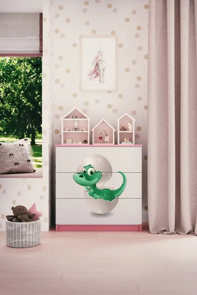 Kocot kids Komoda Babydreams 80 cm dinosaurus ružová