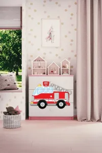 Kocot kids Komoda Babydreams 80 cm hasiči ružová