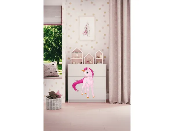 Kocot kids Komoda Babydreams 80 cm jednorožec biela