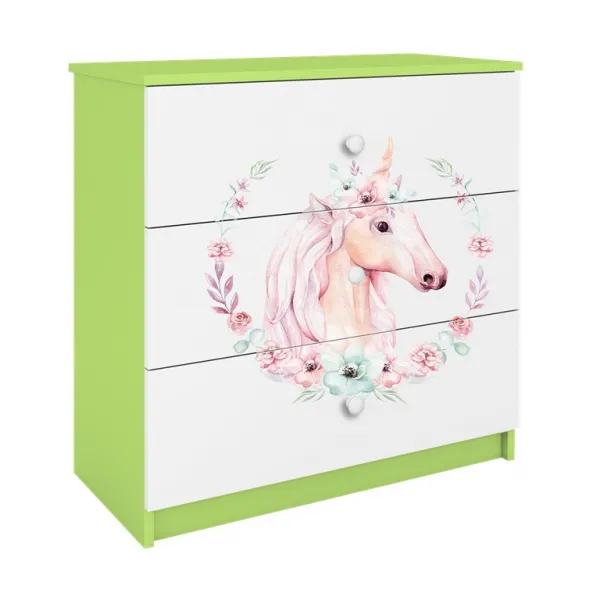 Kocot kids Komoda Babydreams 80 cm jednorožec zelená