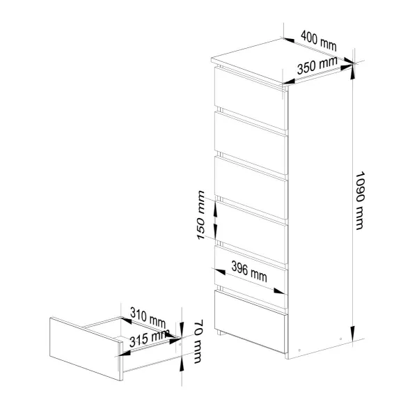 Ak furniture Komoda CL6 40 cm jelša
