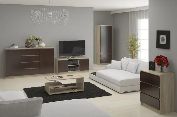 Ak furniture Komoda Rollo K 138,4 cm dub sonoma/wenge