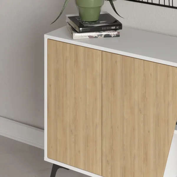 Komoda Houseland FIONA 150 cm biela/dub zafírový