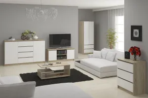 Ak furniture Komoda Rollo K 160 cm dub sonoma/biela