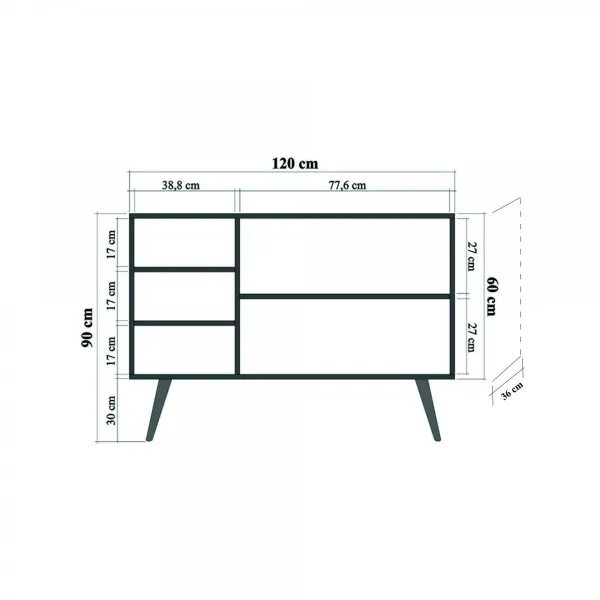 Hanah Home Komoda Kikos 120 cm dub sonoma/viacfarebná