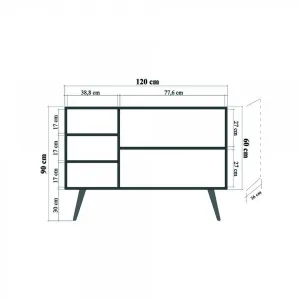 Hanah Home Komoda Kikos 120 cm dub sonoma/viacfarebná