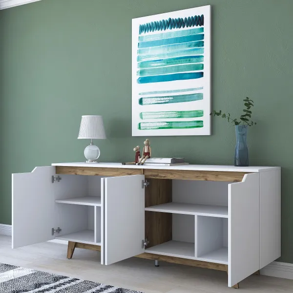 ASIR Komoda MODERN biela, orech