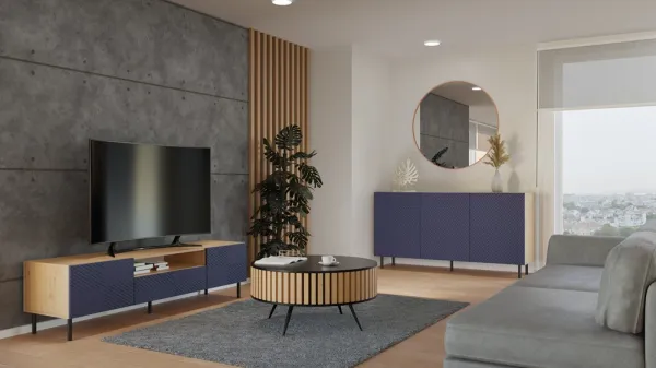 TP Living Komoda KAMA 150 cm dub artisan/modrá