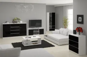 Ak furniture Komoda Kryštof 140 cm 2 skrinky a 4 zásuvky biela/čierna