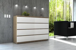 Ak furniture Komoda Rollo X 138,4 cm dub sonoma/biela