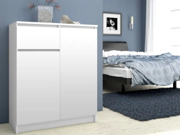 Ak furniture Komoda Kiara 80 cm 2 skrinky a 1 zásuvka biela