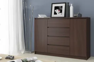 Ak furniture Komoda Kryštof 140 cm 2 skrinky a 4 zásuvky wenge