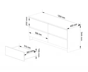 Ak furniture Komoda Kuba 120 cm 4 zásuvky biela/grafit