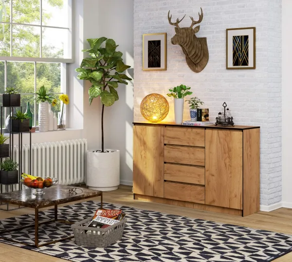 Ak furniture Komoda K 160 cm hnedá