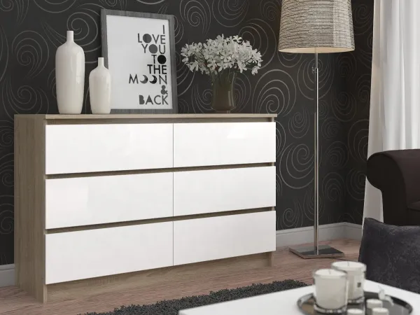 Ak furniture Komoda Rollo V 160 cm dub sonoma/biela