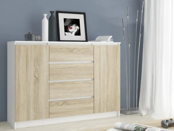 Ak furniture Komoda Tove K 160 cm biela/dub sonoma