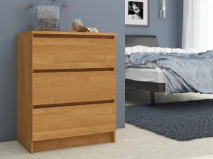 Ak furniture Komoda Kuba 60 cm - 3 zásuvky jelša