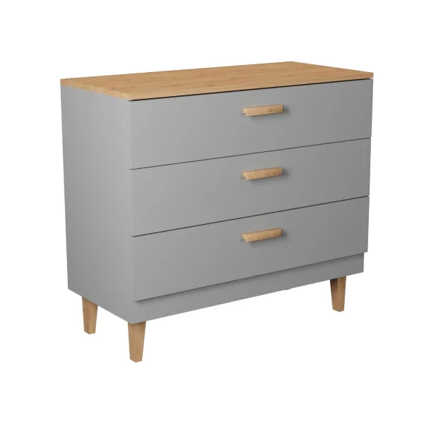 Kocot kids Komoda se šuplíky DENVER 100 cm šedá/dub hickory