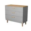 Kocot kids Komoda se šuplíky DENVER 100 cm šedá/dub hickory