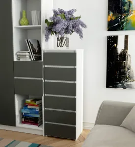 Ak furniture Komoda CL6 40 m bílá/grafitově šedá