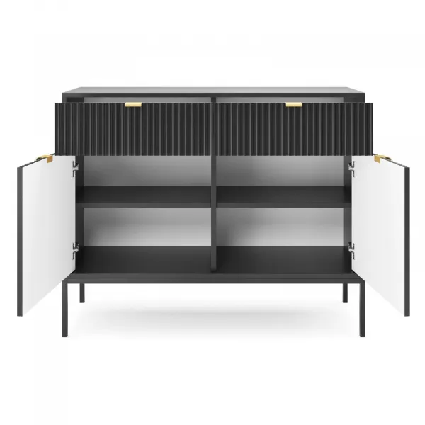 Piaski Komoda Nova 104 cm se zásuvkami černá/černý rám