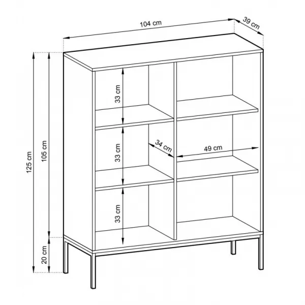 Piaski Komoda Nova 104 cm čierna/čierny rám
