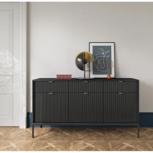 Piaski Komoda Nova 154 cm čierna/čierny rám