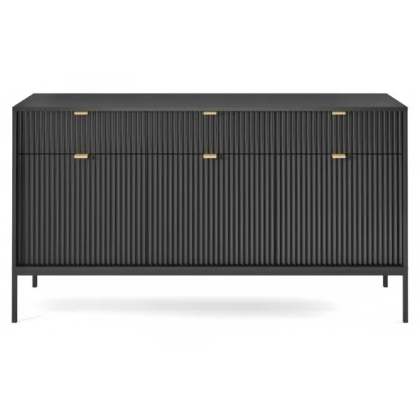 Piaski Komoda Nova 154 cm čierna/čierny rám