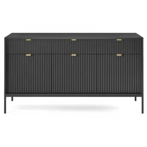 Piaski Komoda Nova 154 cm čierna/čierny rám
