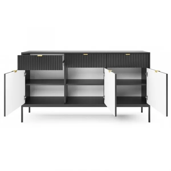 Piaski Komoda Nova 154 cm čierna/čierny rám